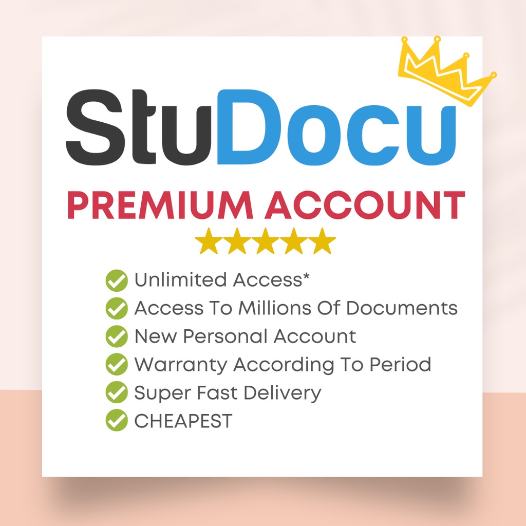 𝐒𝐭𝐮𝐝𝐨𝐜𝐮 𝐏𝐞𝐫𝐬𝐨𝐧𝐚𝐥 𝐏𝐫𝐞𝐦𝐢𝐮𝐦 𝐀𝐜𝐜𝐨𝐮𝐧𝐭 Fast Delivery Unlimited Access to Studocu Library